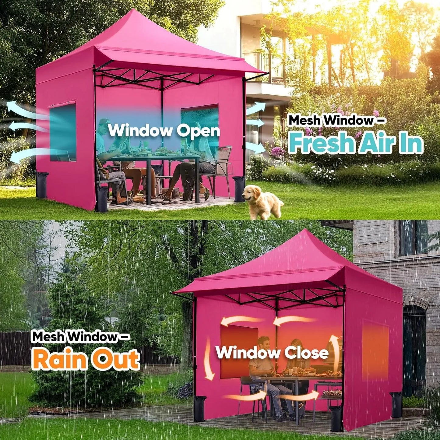 Heavy Duty Pop Up Canopy Tent With 3 Removable Sidewalls