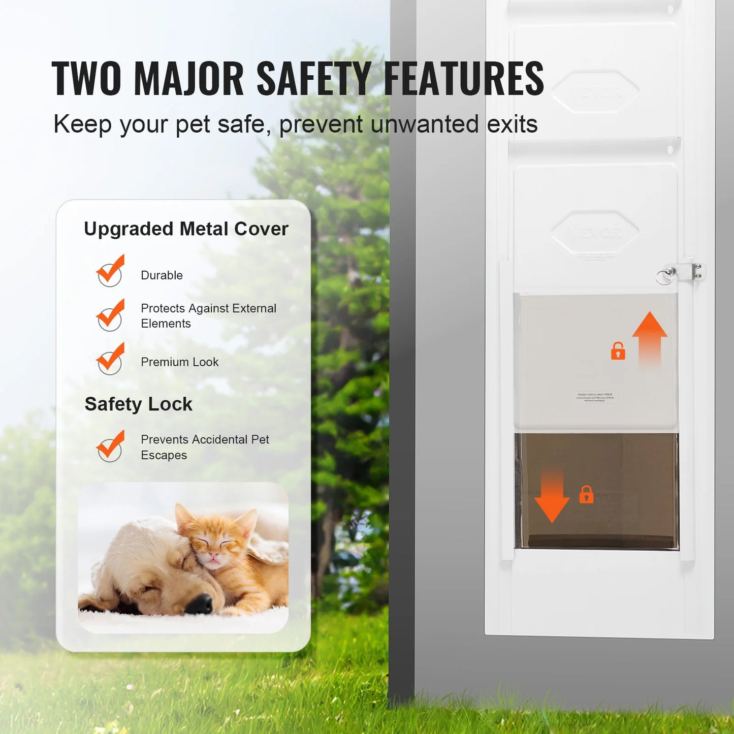 Dog Door for Sliding Glass Door Aluminum Frame Tempered Glass