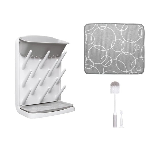 Vertical Bottle Drying Rack With Bottle Brush Mat Set