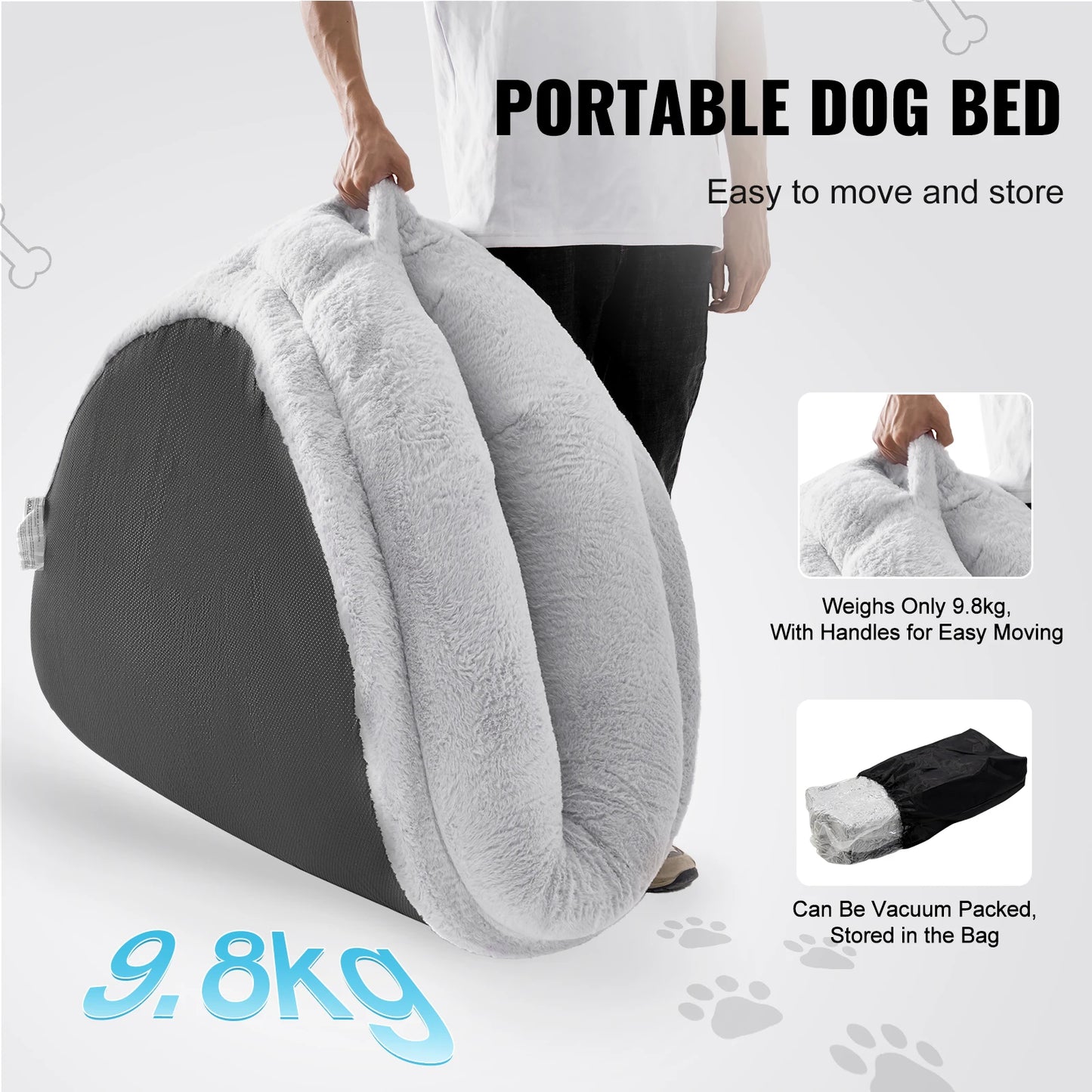 SucceBuy Human Dog Bed With Orthopedic Foam Faux Fur Cover