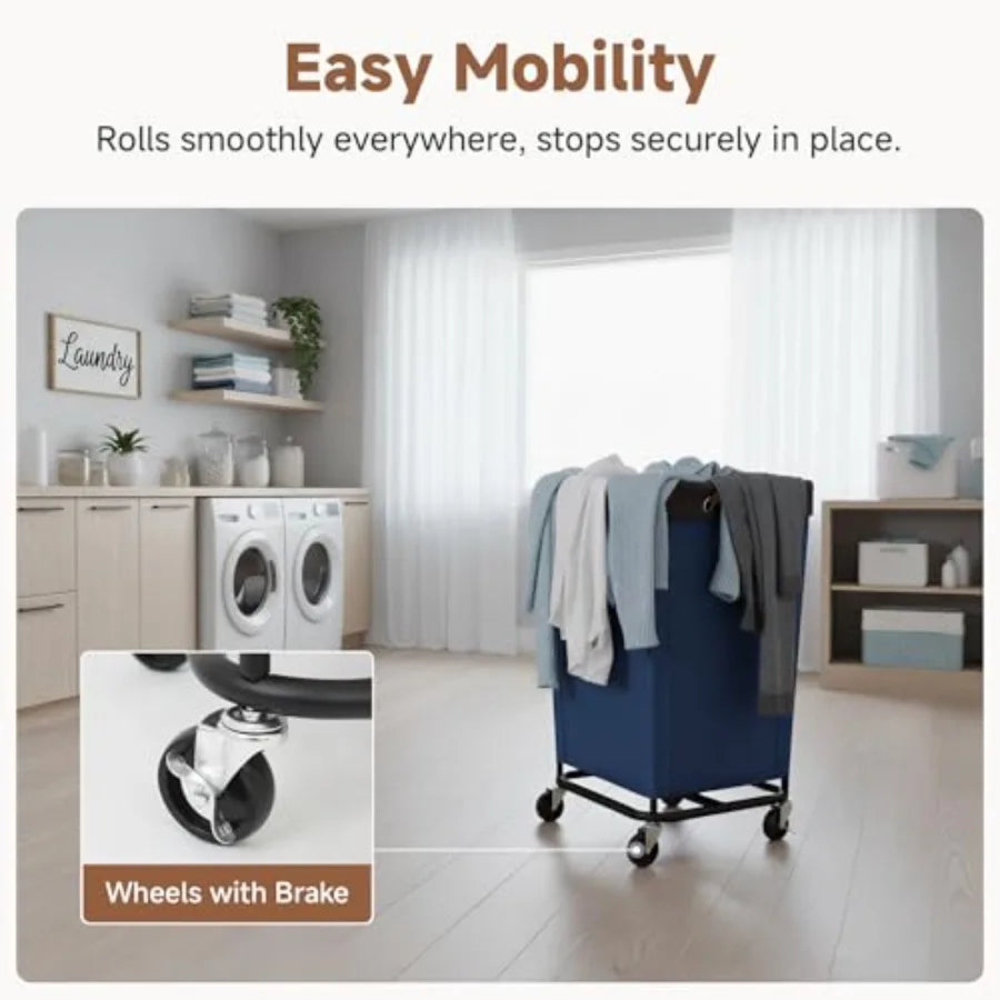 Laundry Basket With Wheels Rolling Hamper For Home Dorm Closet