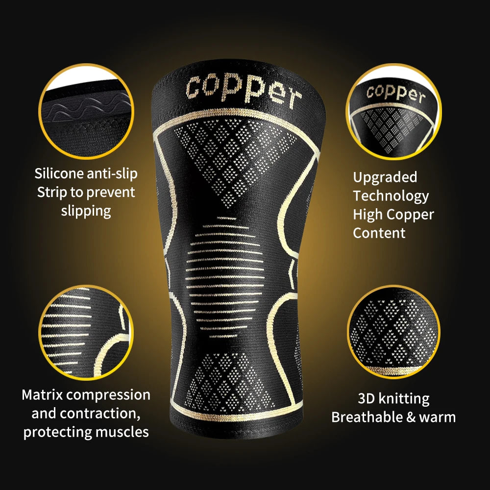 Copper Ion Sports Knee Pads 2 Pack Breathable Non Slip Outdoor Basketball