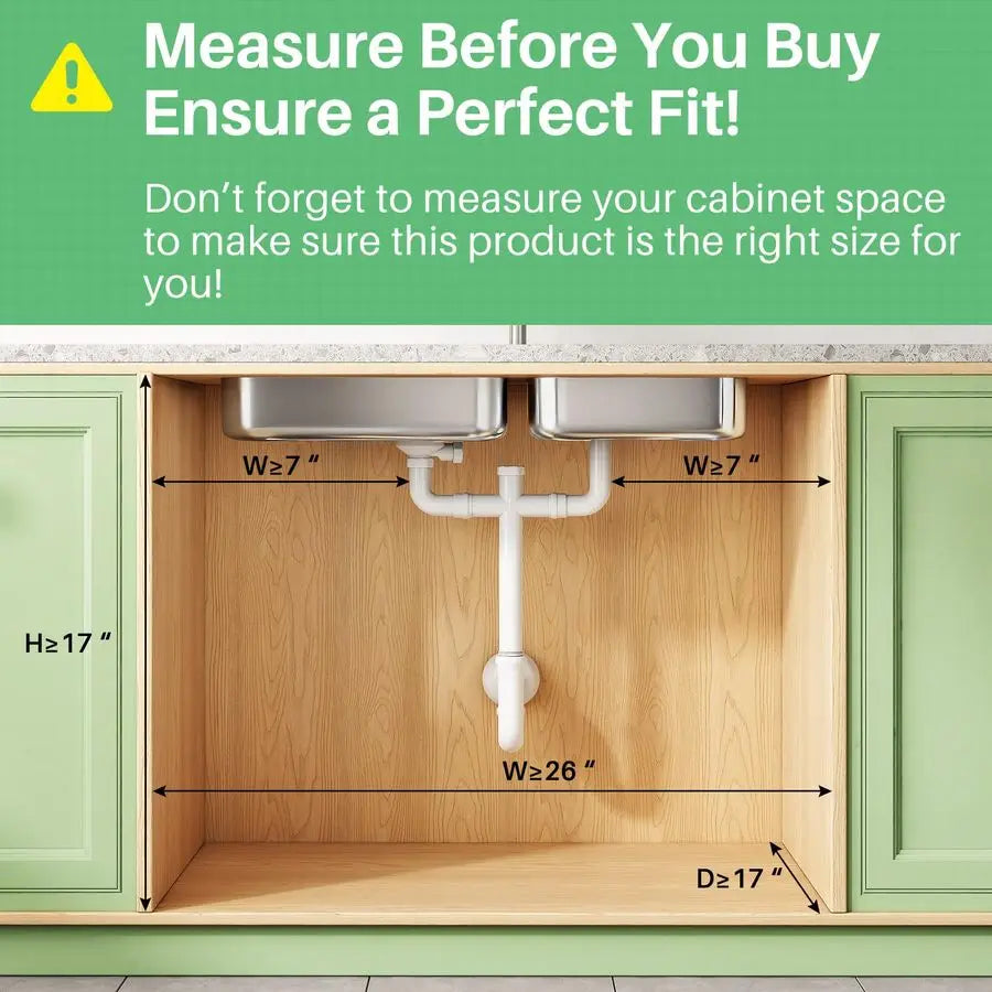 Under Sink Organizer 3 Tier Height Adjustable Pull Out Shelf