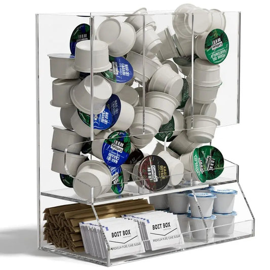 XMSJ Clear Acrylic Coffee Pod Dispenser Organizer Rack