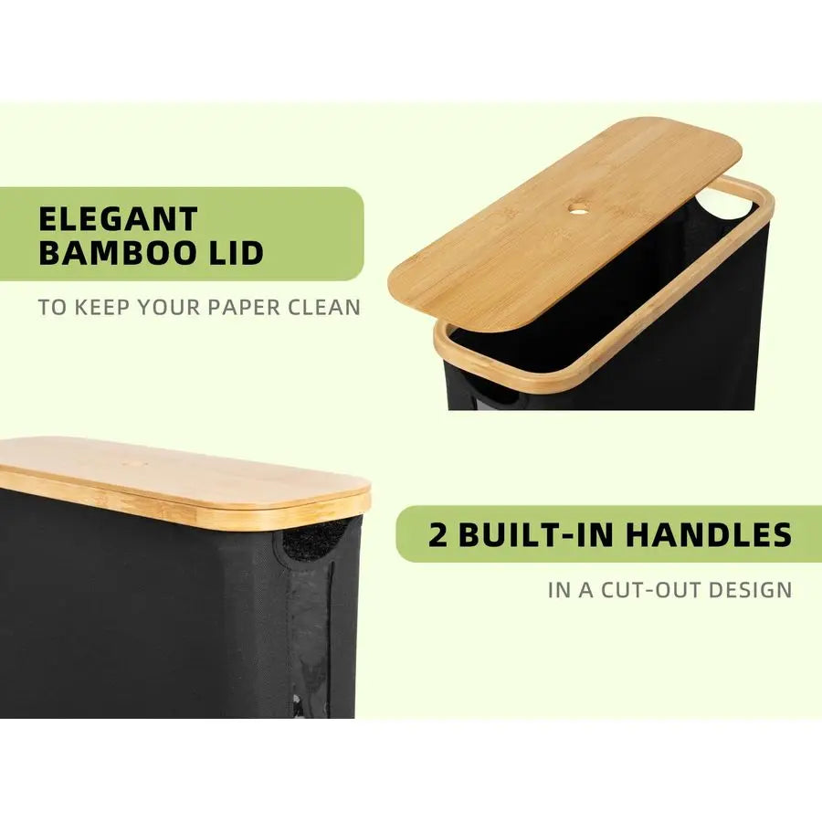 XMSJ Toilet Paper Storage Basket With Bamboo Lid Organizer