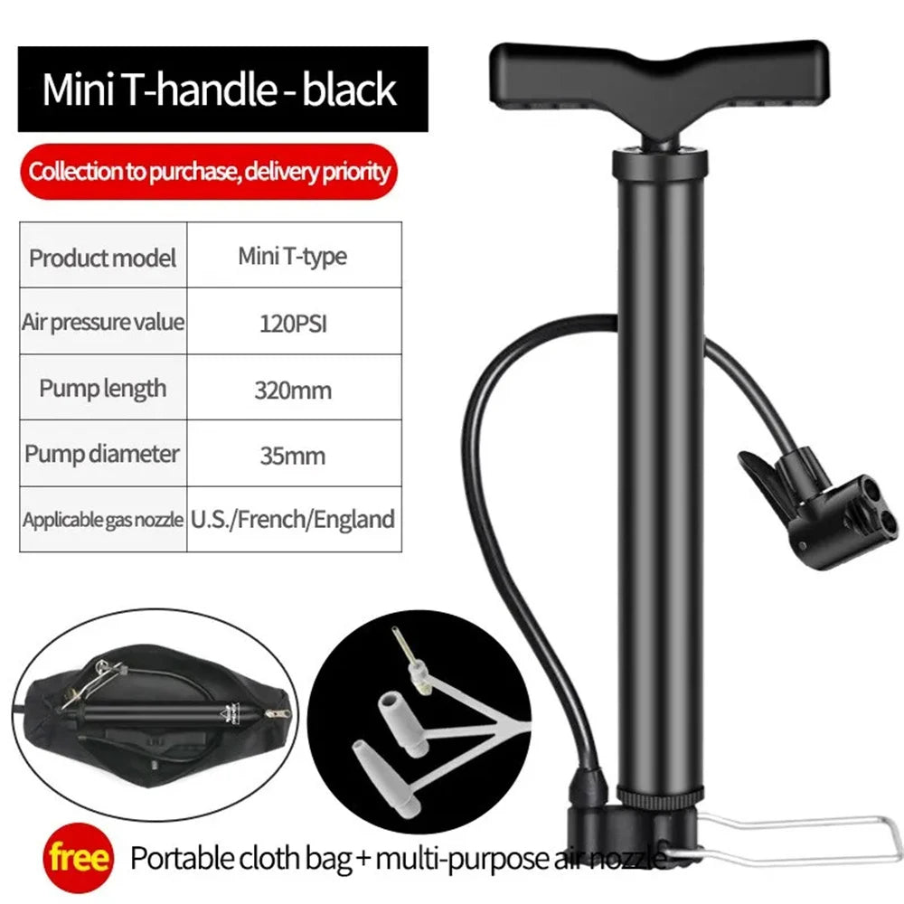 Portable Mini Bicycle Pump 140 PSI For Mountain Road Bikes