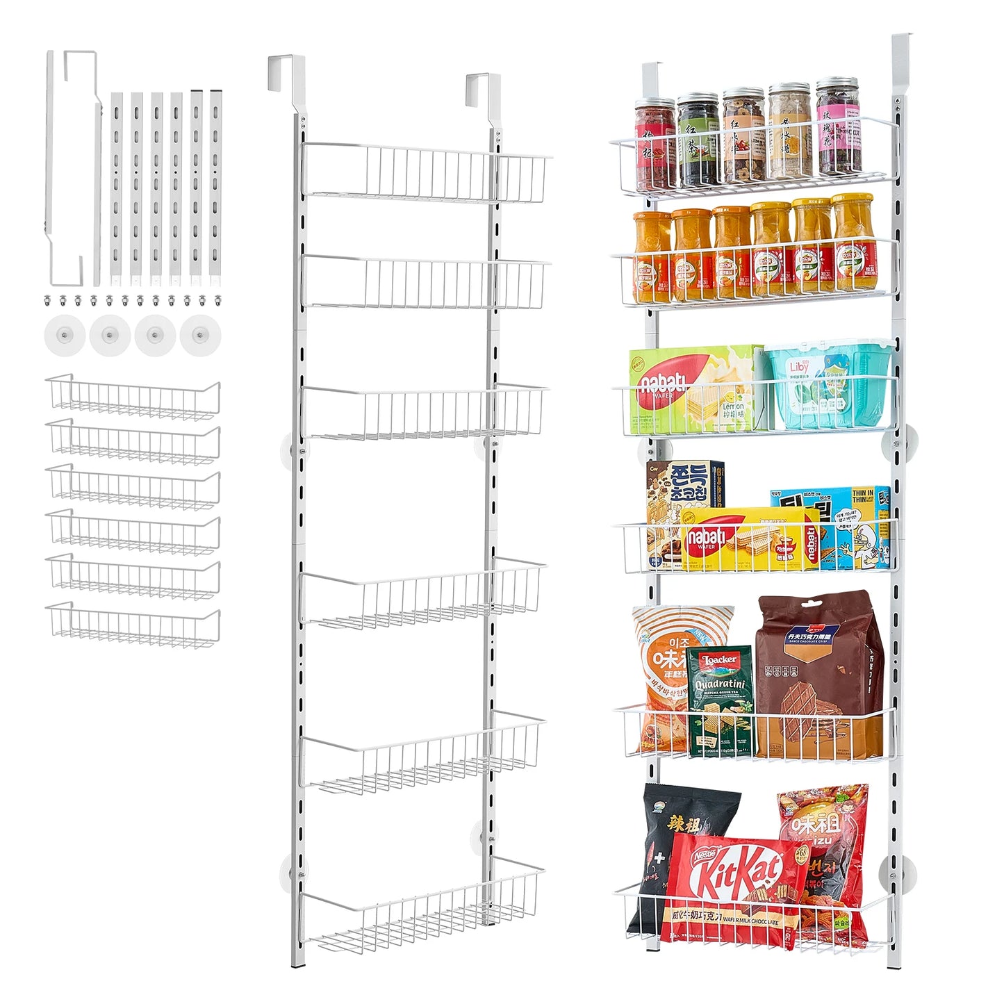 SucceBuy Over Door Pantry Organizer 6 Tier Heavy Duty Steel