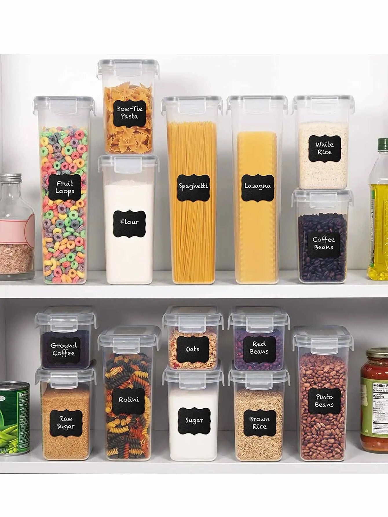 Airtight Food Storage Containers Set With Labels 24 Pieces