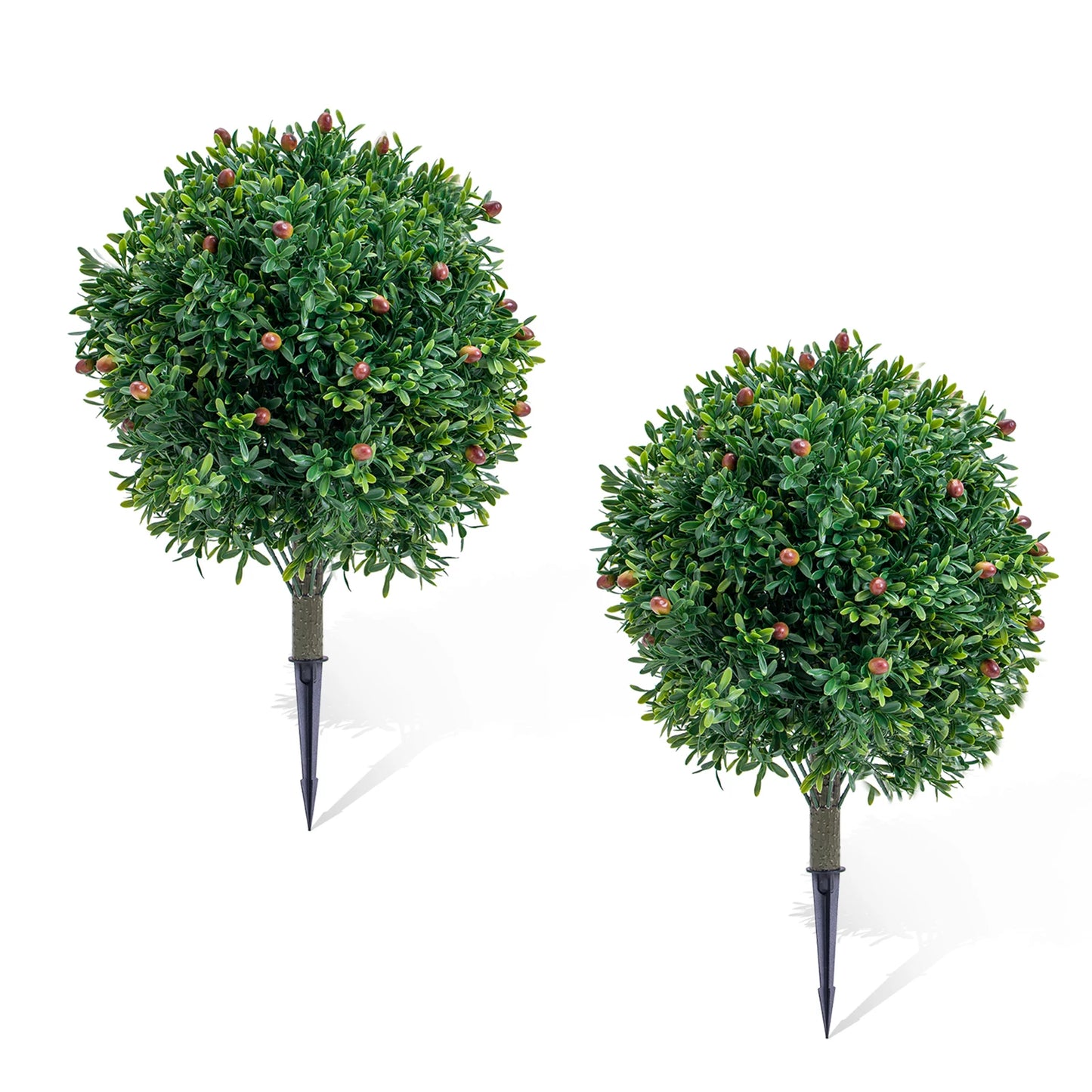 HiMISS 2 Pcs Artificial Topiary Ball Trees With Ground Spikes
