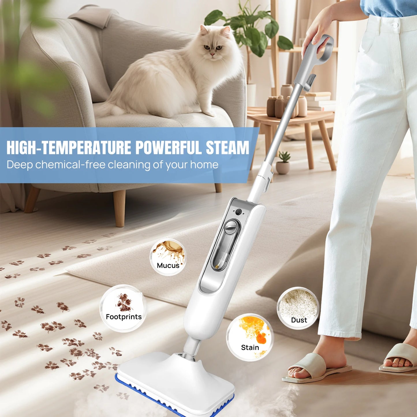 DayPlus Steam Mop Detachable Steam Cleaner 1500W Power
