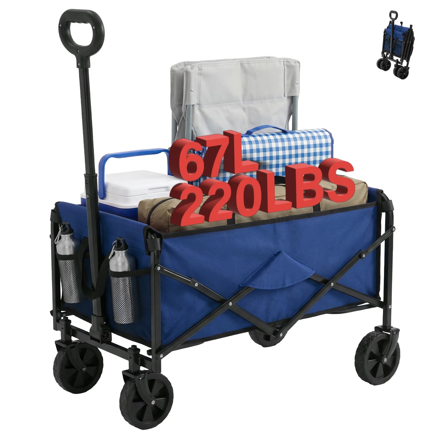 JHK Heavy Duty Collapsible Wagon Cart With Wheels 220Lb Capacity