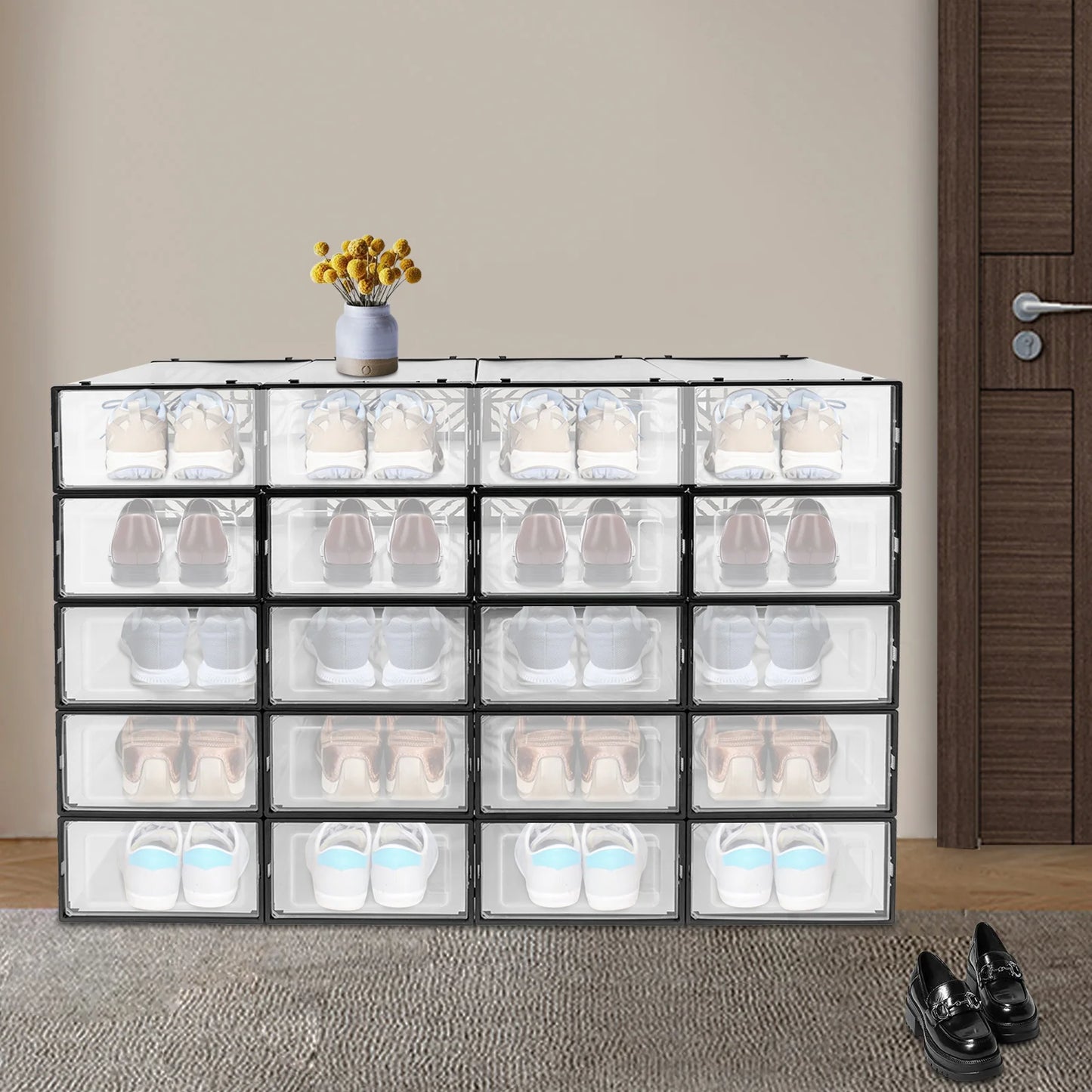 Transparent PP Shoe Storage Box 20 Pcs Moisture Proof Organizer