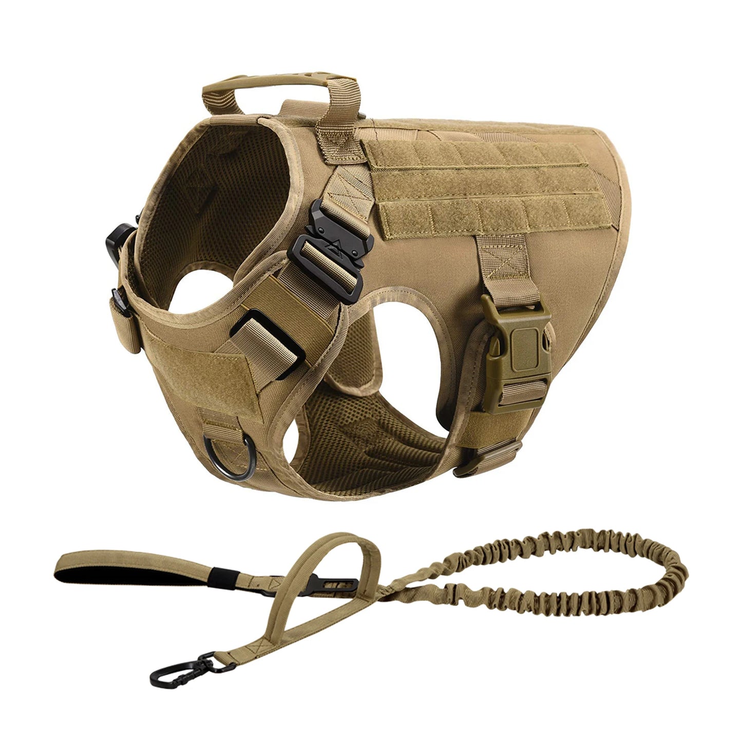 PETRAVEL Tactical Dog Harness Vest With Leash Molle Pouches