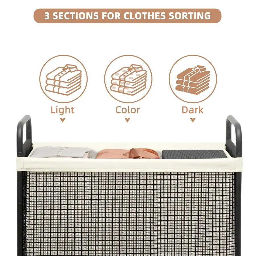 Rolling Laundry Hamper With Wheels And Removable Bag