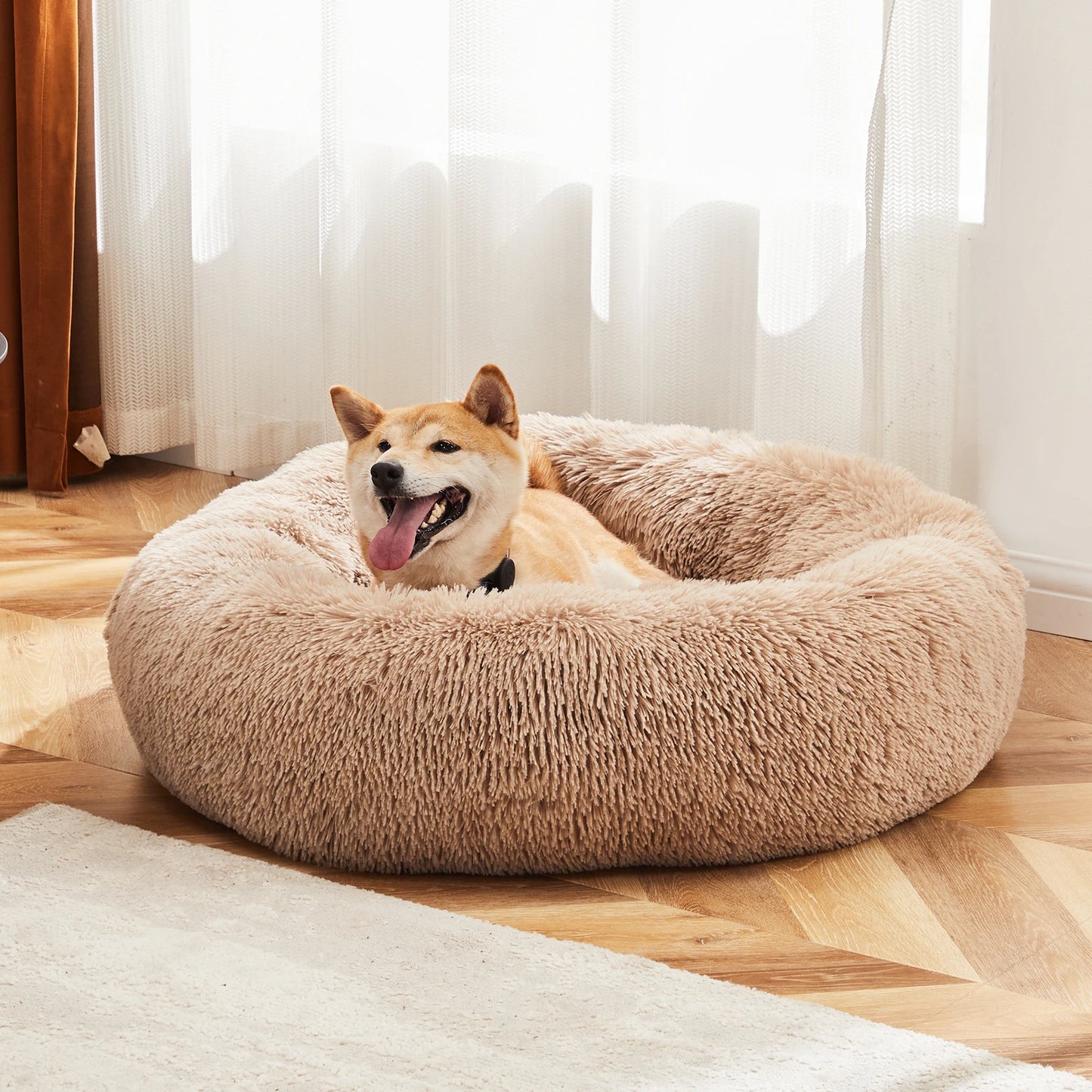 JHK Calming Dog Bed Washable Plush Faux Fur Anti Slip