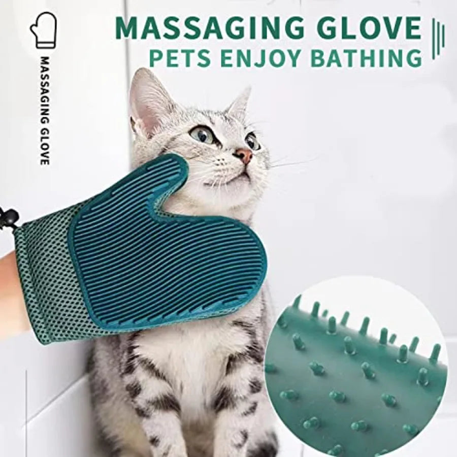 2 In 1 Cat Fur Glove Pet Hair Remover For Grooming Massage