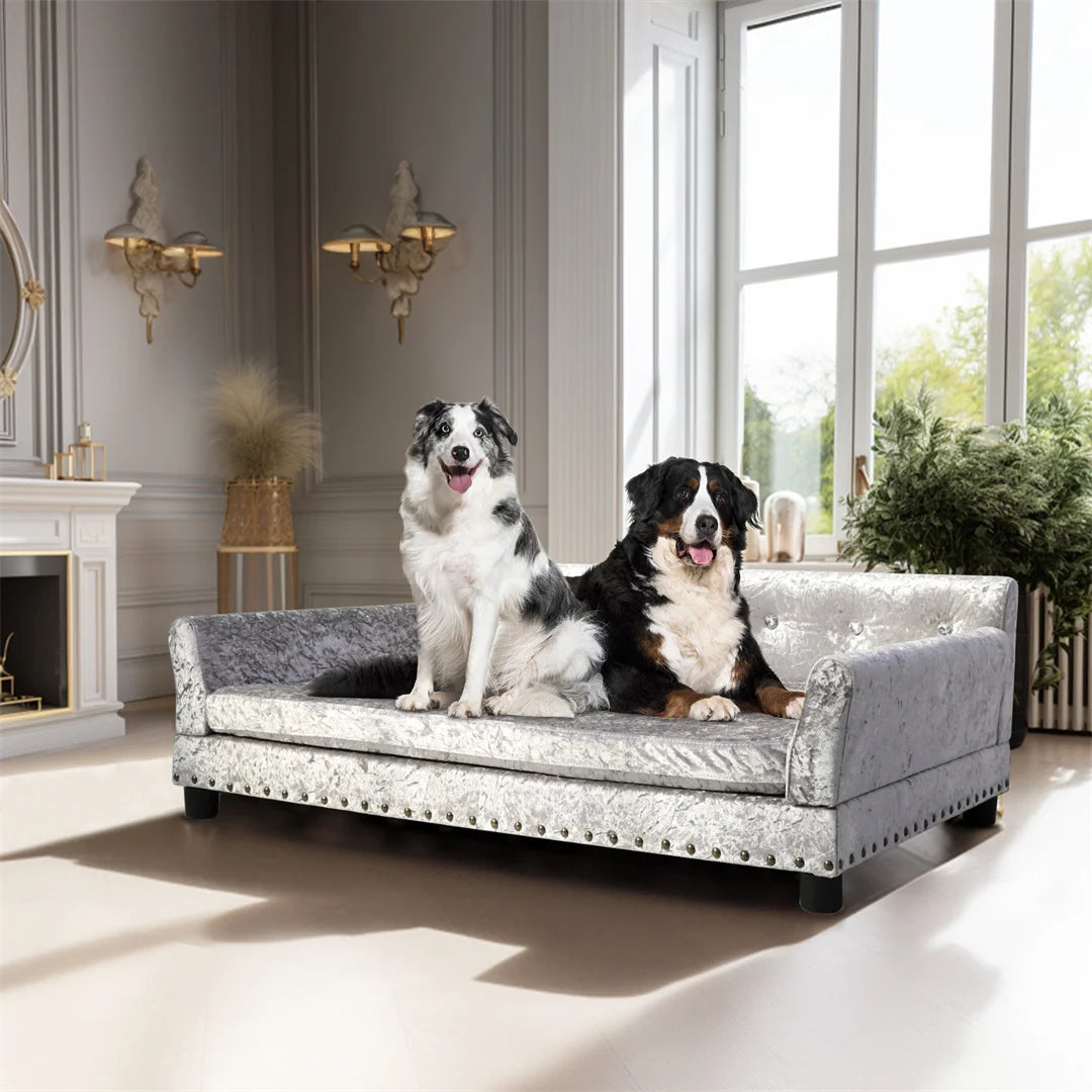 BINGOPAW Deluxe Dutch Velvet Dog Couch Bed With Removable Cushion