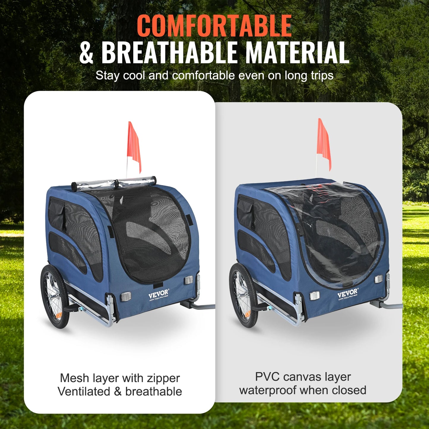 Pet Bicycle Carrier Dog Trailer With Coupler Reflectors Flag Collapsible