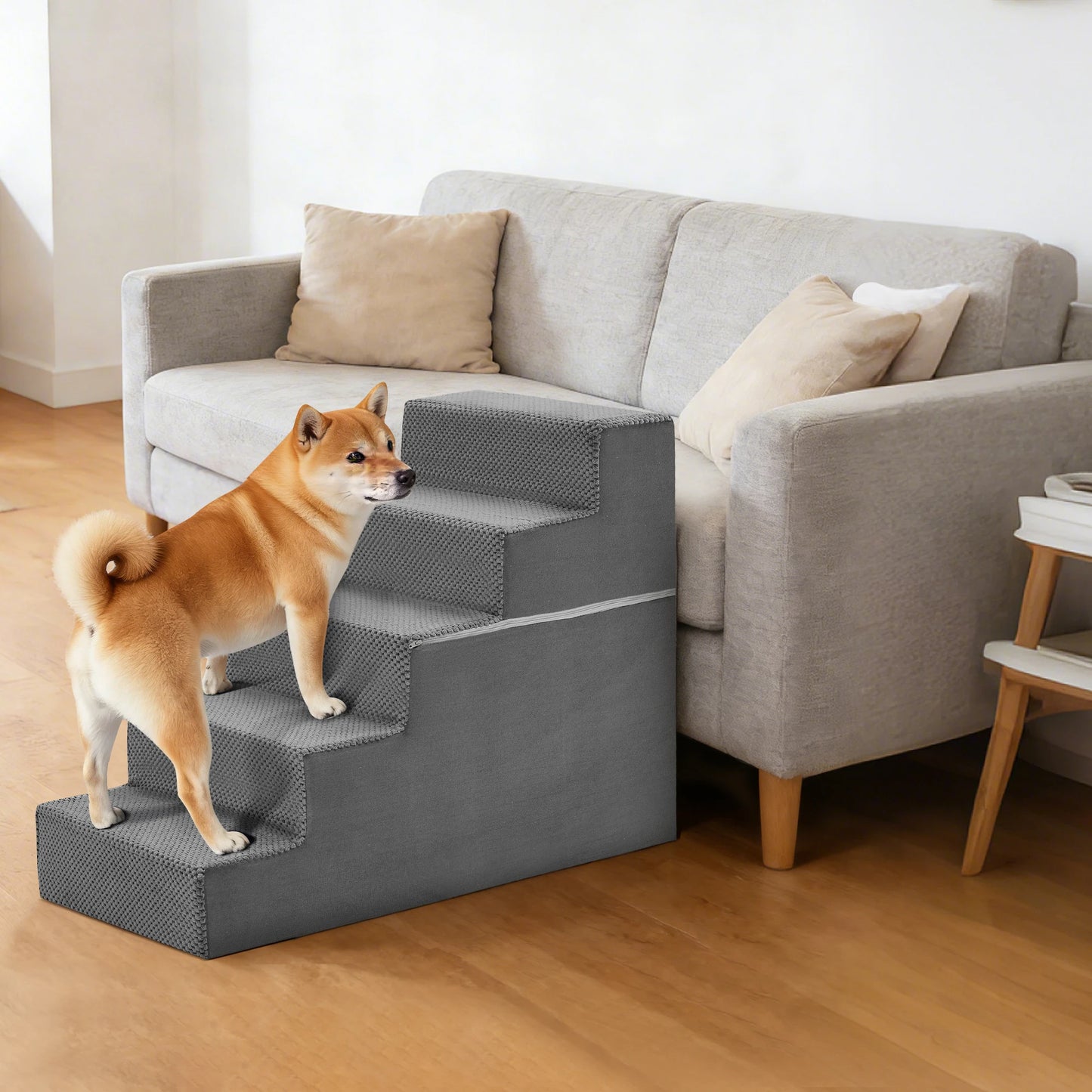 Right Angled Foam Dog Stairs Ramp for Small Dogs Indoor