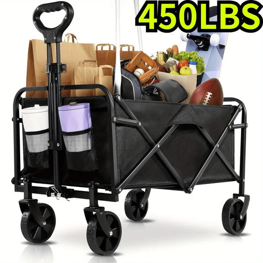 Heavy Duty Folding Wagon Cart With 360 Degree Wheels