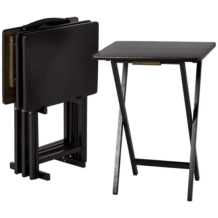 XMSJ 4 Pack Folding TV Tray Tables With Storage Rack