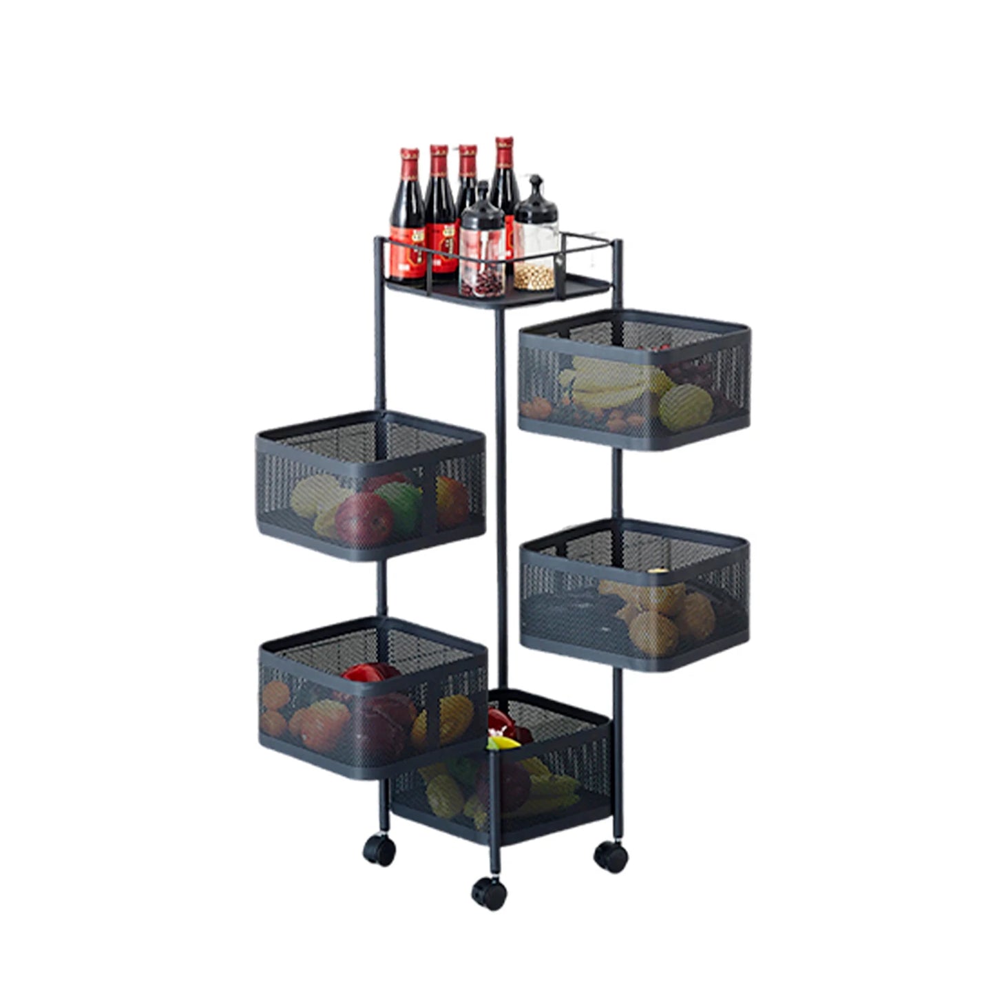 HobbyLane Five Layers 360 Degree Rotatable Trolley Storage Rack