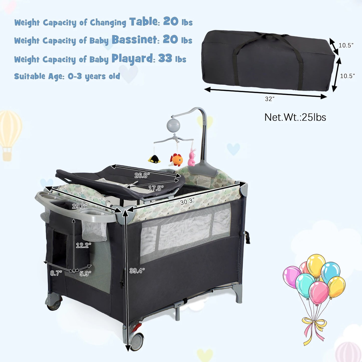Pack N Play Portable Playard With Bassinet And Changing Table