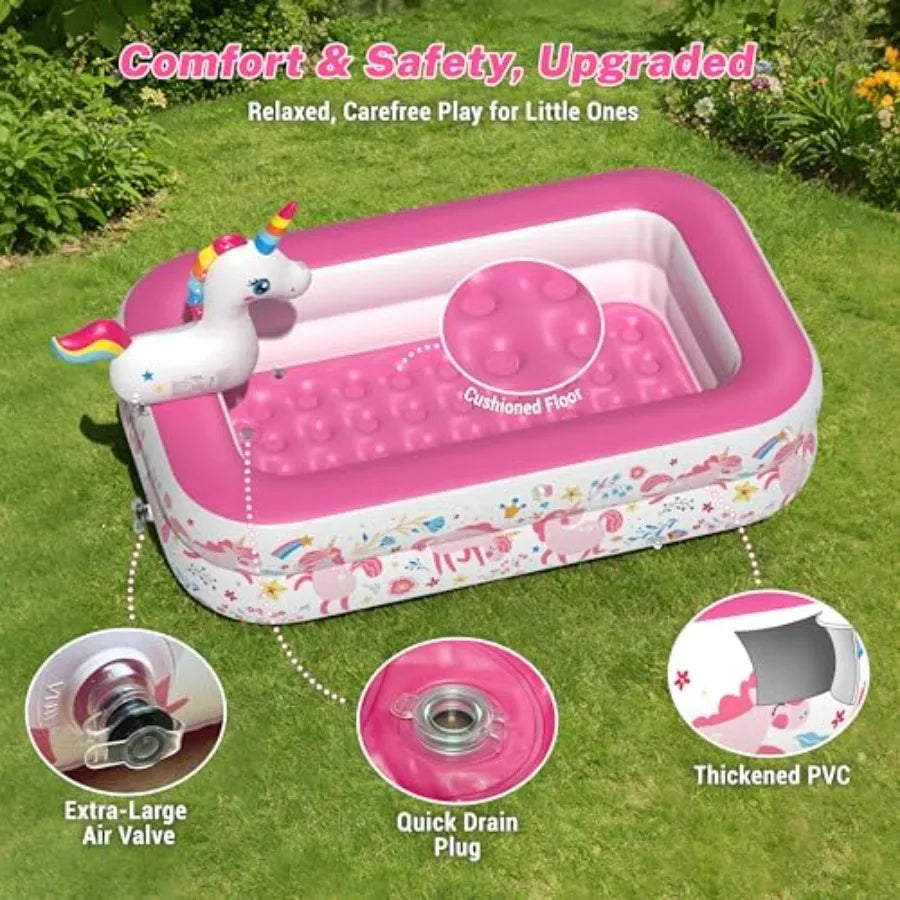 Inflatable Kiddie Pool With Canopy And Sprinkler For Toddlers