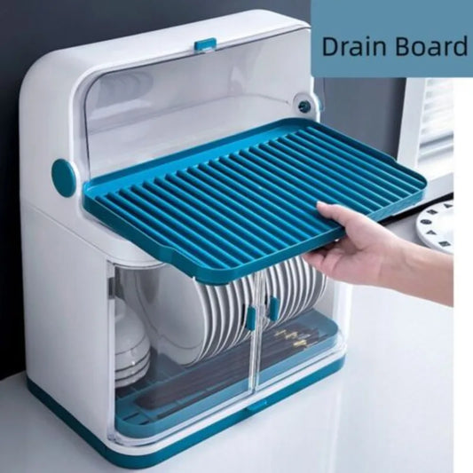 2-Layer Kitchen Cutlery Rack And Dish Drying Rack With Lid