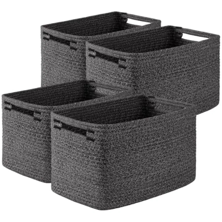 Woven Storage Baskets for Shelves and Organizing Cotton Rope Bins
