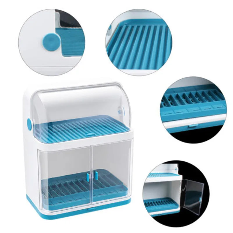 2-Layer Kitchen Cutlery Rack And Dish Drying Rack With Lid