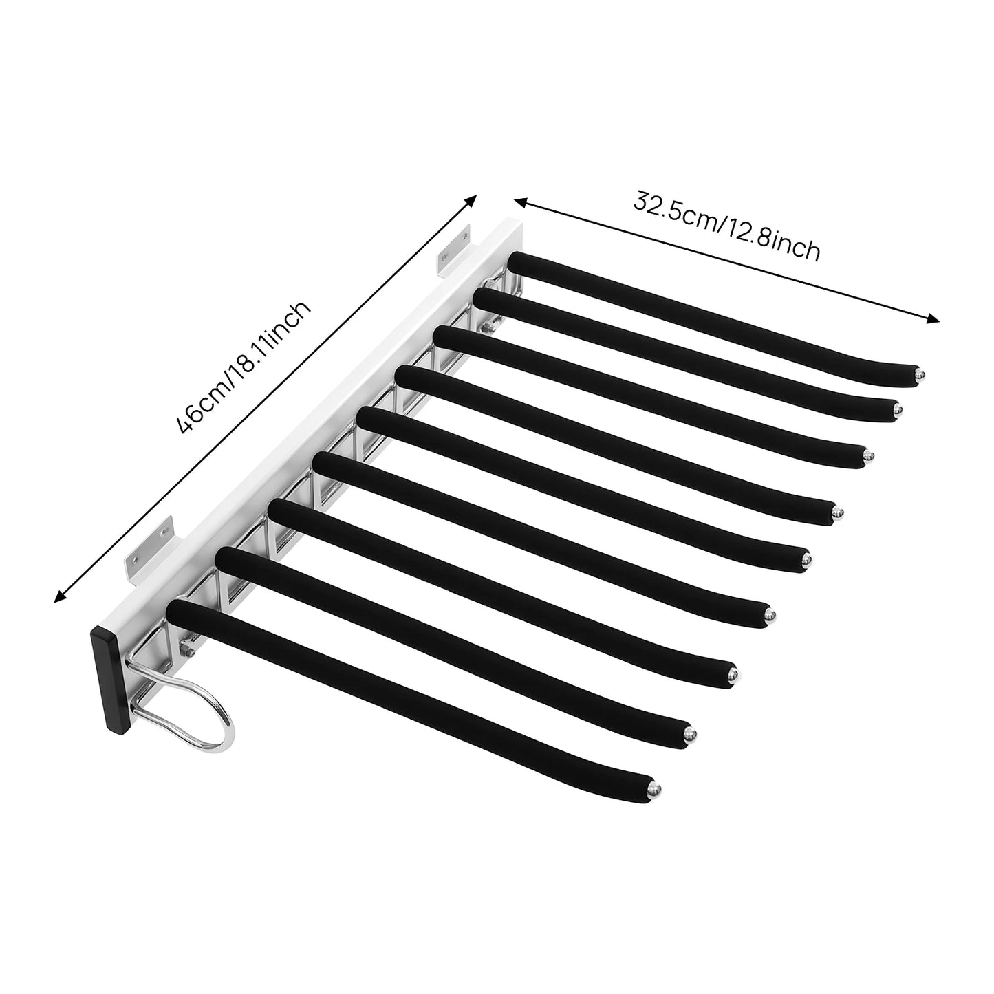 Bymaocar Pull Out Trousers Rack 9 Rods Retractable Wardrobe Wall Mount