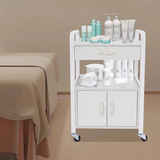 Bymaocar Salon Storage Cart High Density Wood Panels