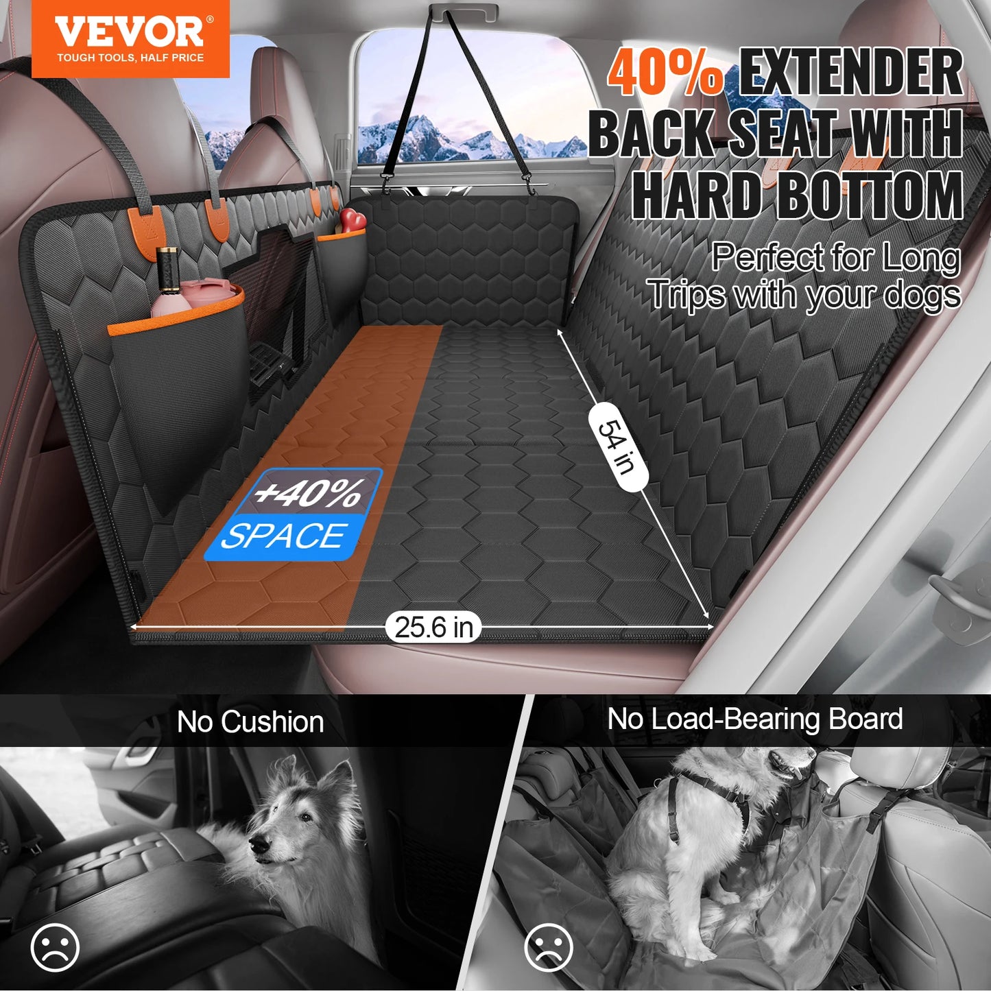SucceBuy Back Seat Extender Dog Car Seat Cover Hammock With Mesh Window