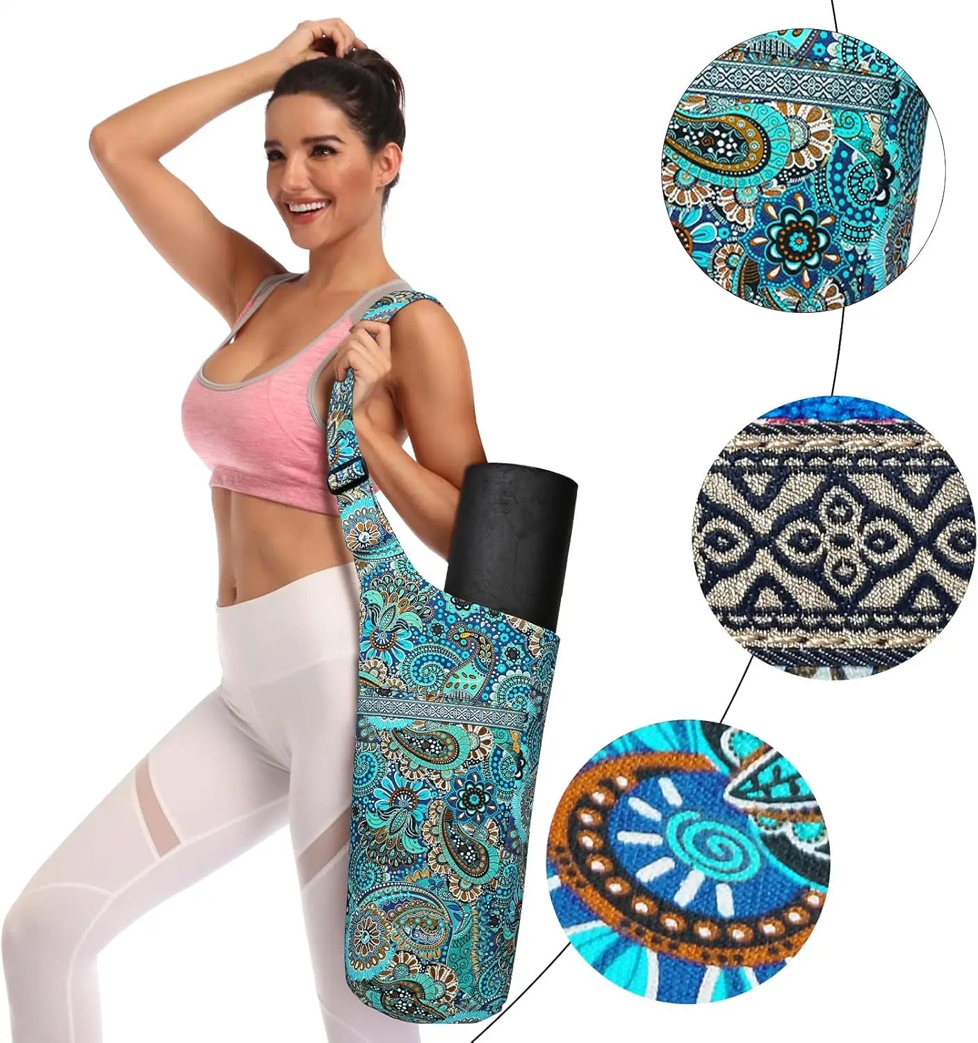 Yoga Mat Bag For Women With Large Zipper Pockets Carrier
