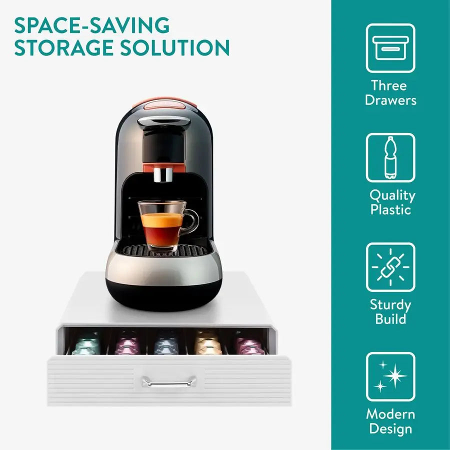XMSJ Coffee Pod Holder Drawer 50 Capsule Storage Organizer