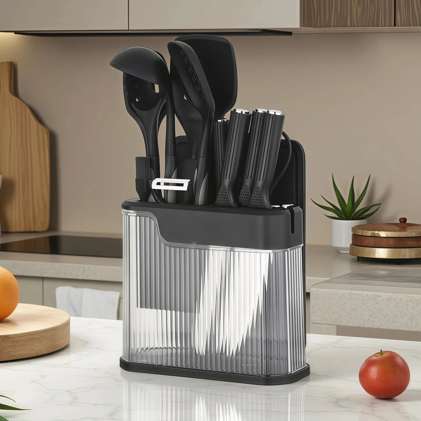 Silicone Kitchen Utensils Set With Knife Block Nonstick Tools