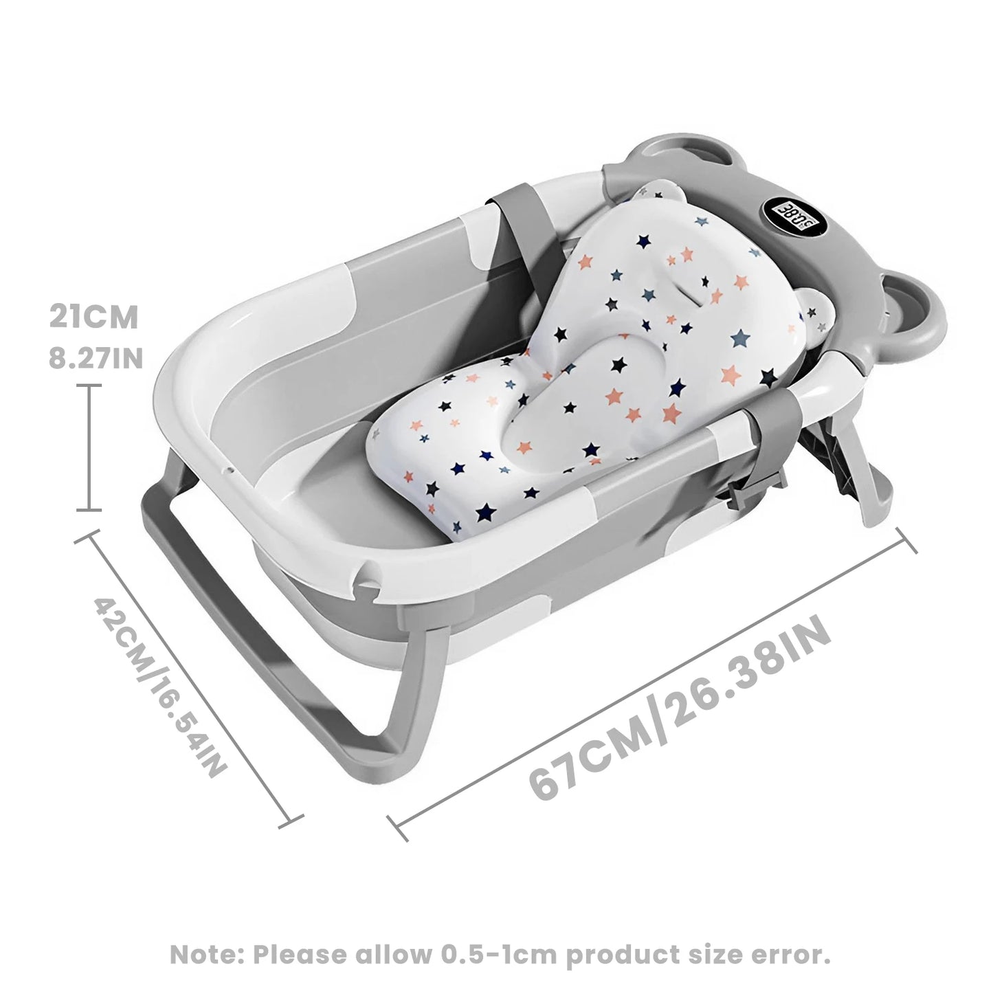 Portable Travel Collapsible Baby Bathtub with Thermometer and Cushion
