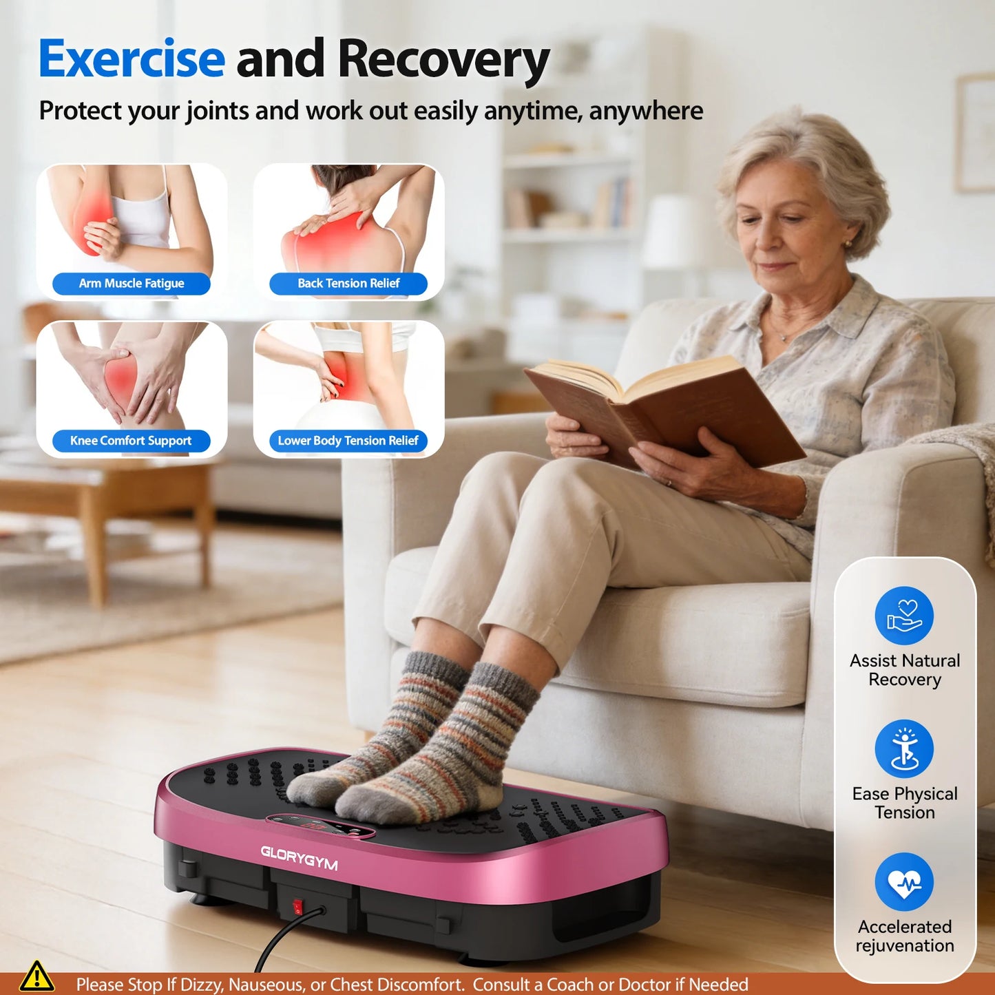 Magnetic Vibration Plate Exercise Machine 330lb Capacity Home Gym 120 Levels