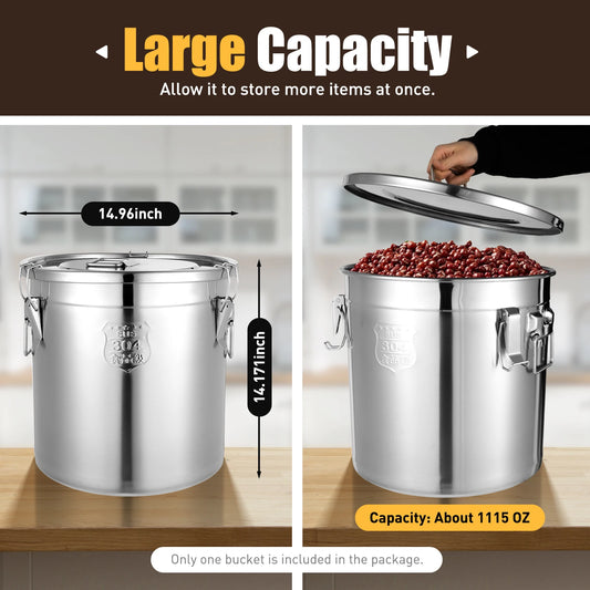 Bymaocar 304 Stainless Steel Airtight Cereal Container With Lid