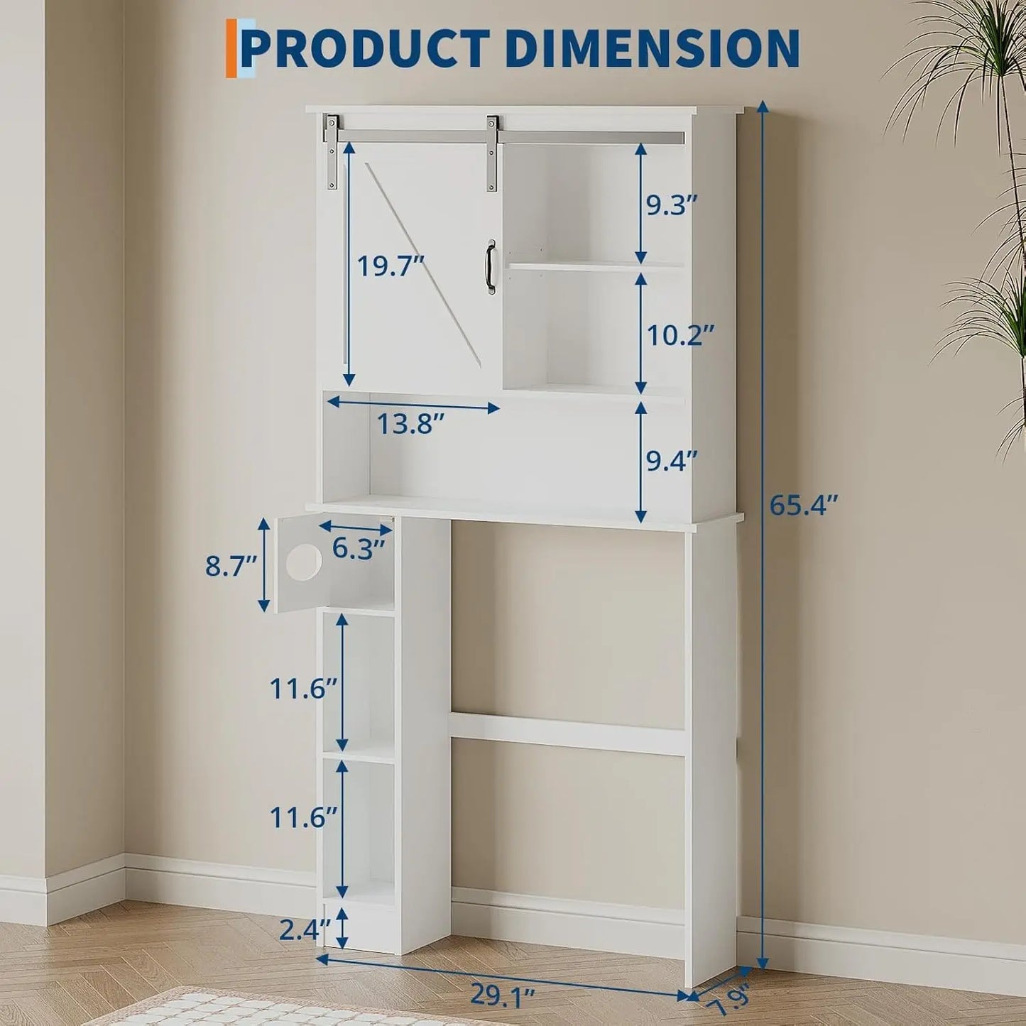 Over Toilet Cabinet With Sliding Barn Door And Paper Holder