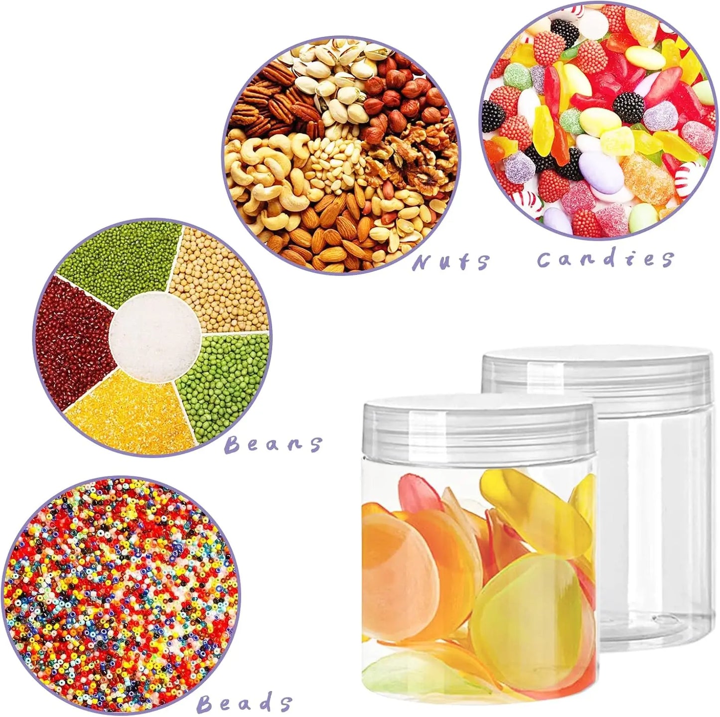 Clear Plastic Jars With Lids 20 Pack Wide Mouth Storage Containers