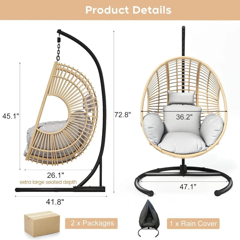 Hanging Egg Chair With Stand Outdoor Swing All Weather Wicker