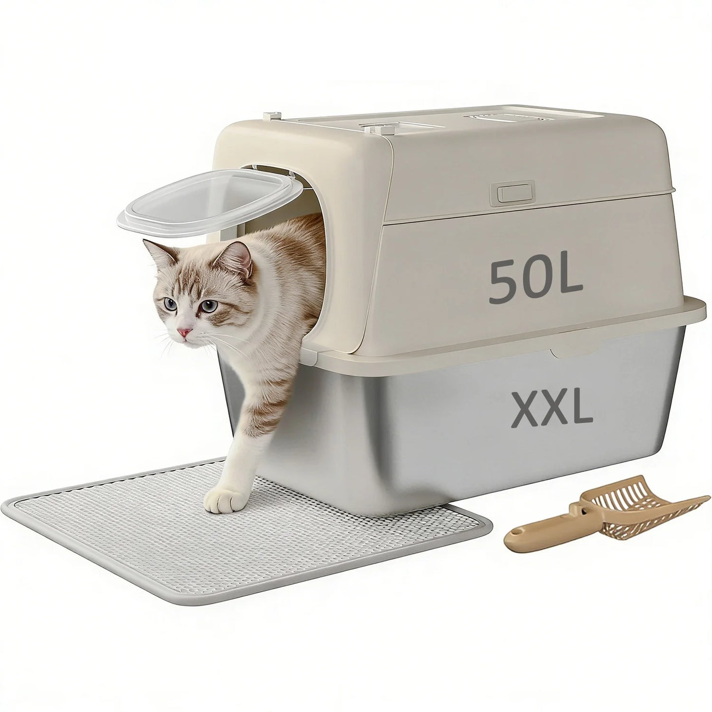 HiMISS Stainless Steel Cat Litter Box Odor Free Anti Leak