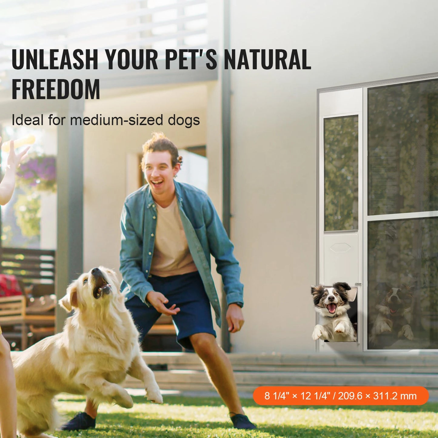 Dog Door for Sliding Glass Door Aluminum Frame Tempered Glass
