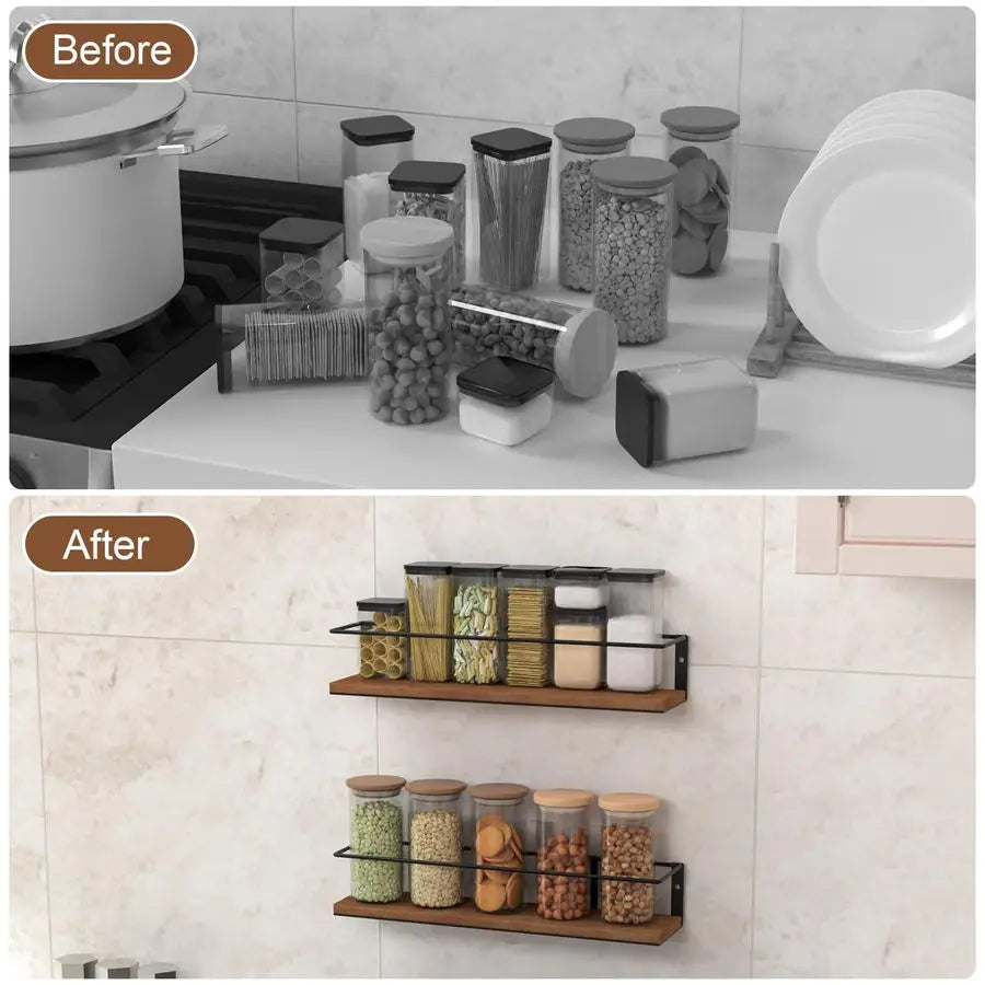Rustic Style Wall Mount Spice Rack For Cabinet Door