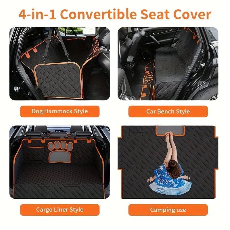 Dog Car Seat Cover Hammock Style Non Slip Waterproof Rear Seat
