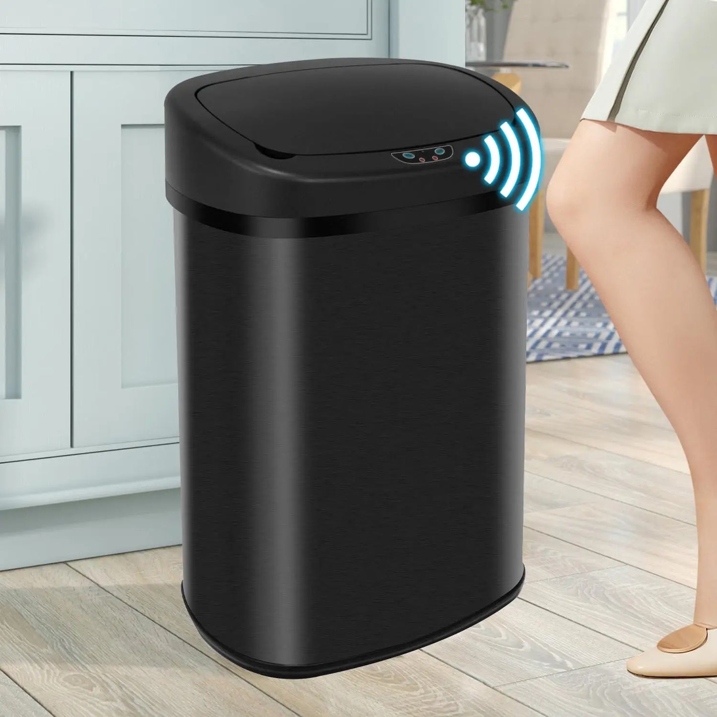 Stainless Steel Motion Sensor Trash Can With Touchless Operation