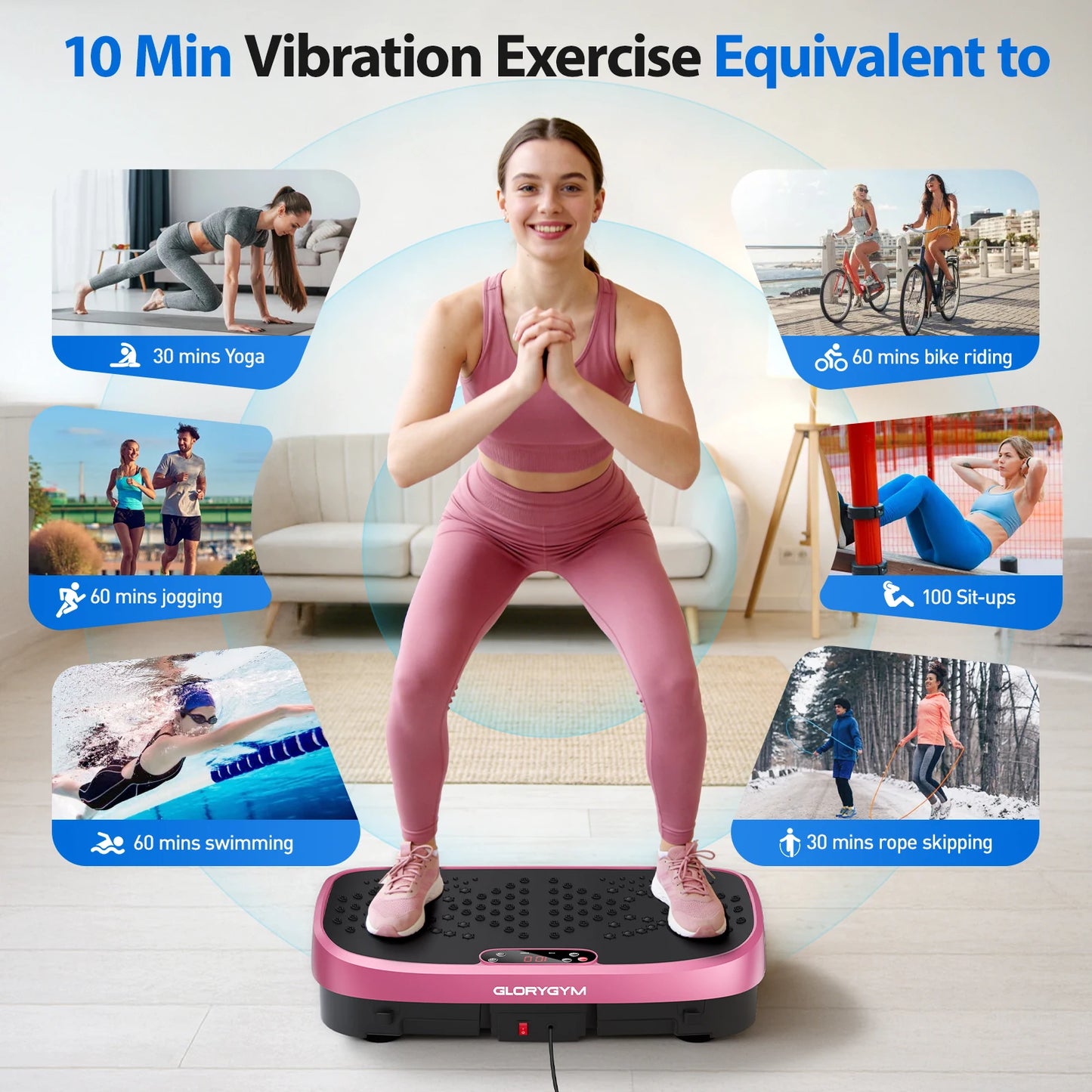 Magnetic Vibration Plate Exercise Machine 330lb Capacity Home Gym 120 Levels