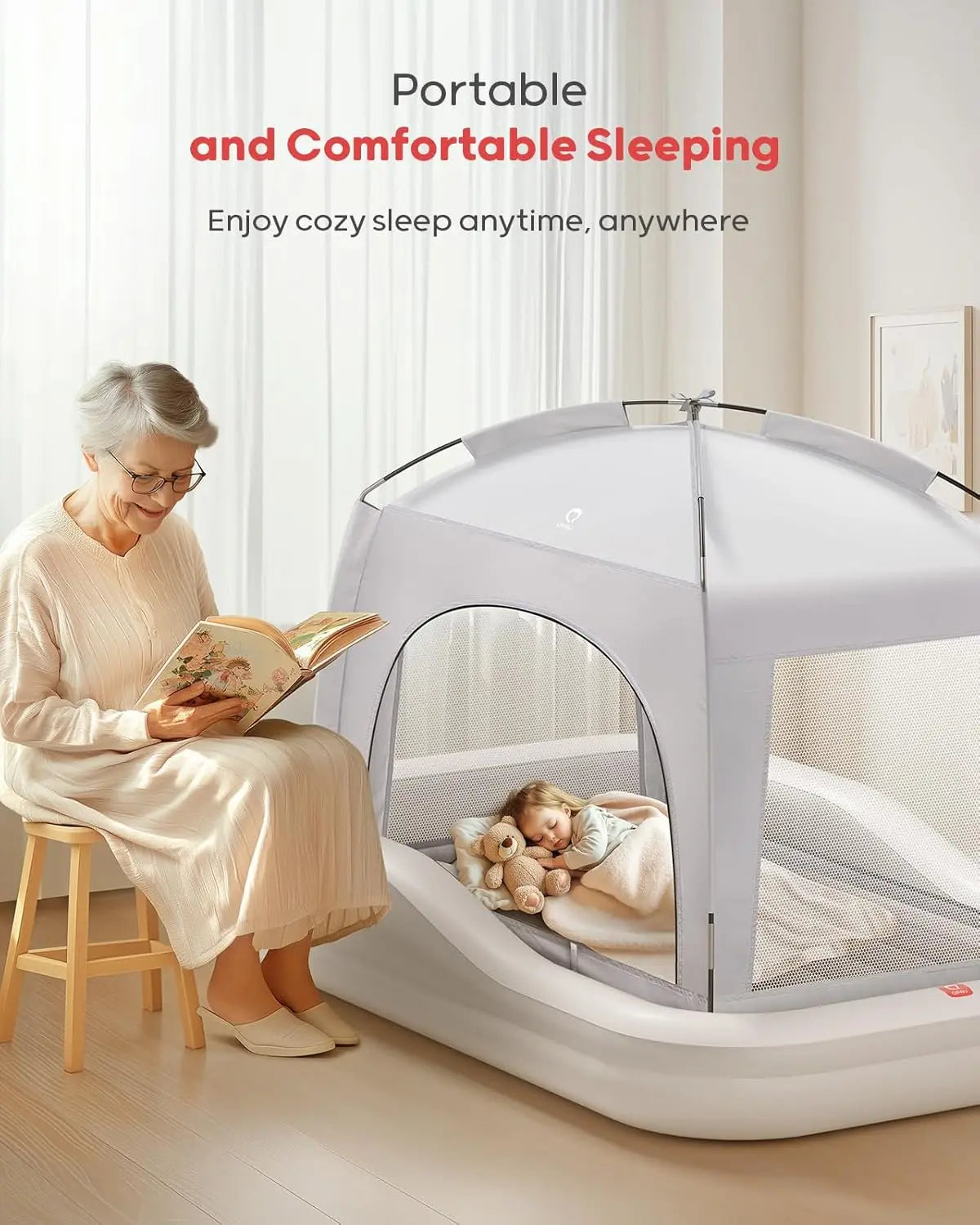 Inflatable Toddler Travel Bed With Tent For Camping And Home
